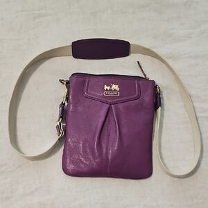 Coach Purple Leather Crossbody Bag with Adjustable Strap